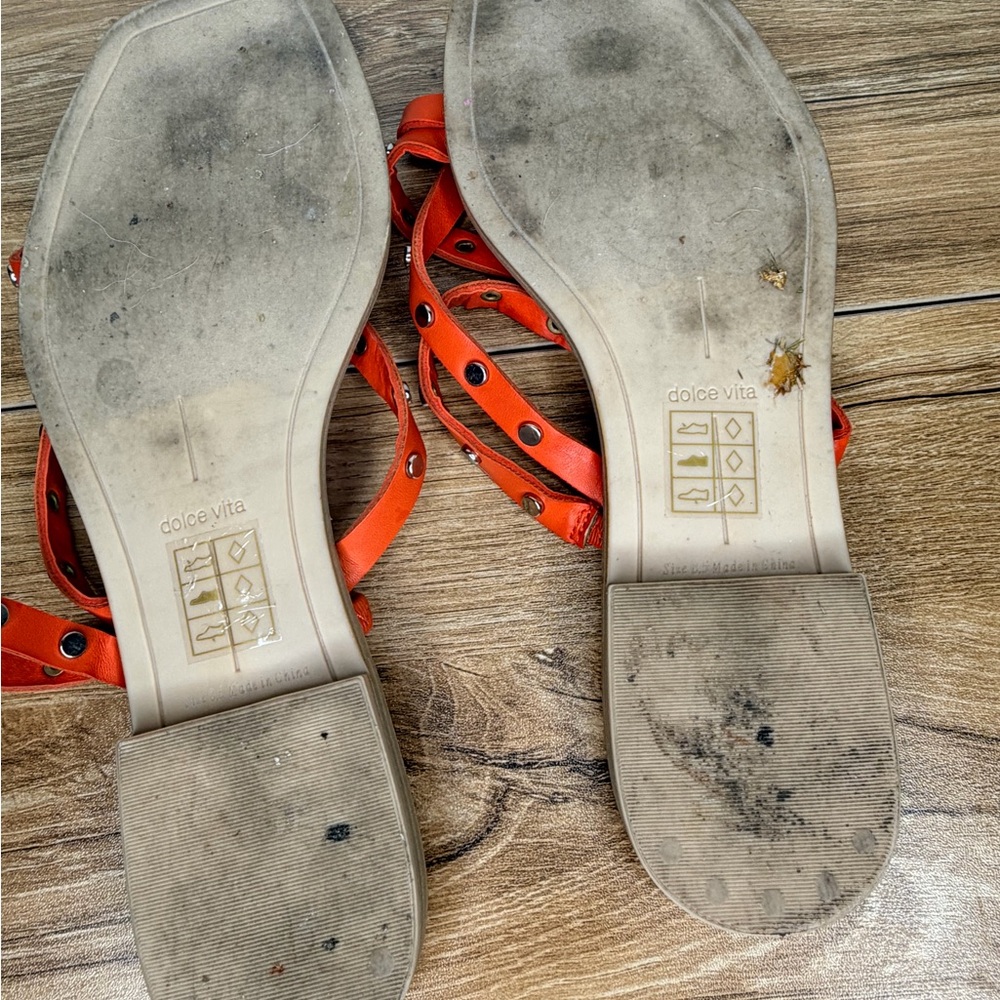 Dolce Vita ‘Izabel’ Orange Studded Silver Sandals Size 8.5 - Picture 4 of 5